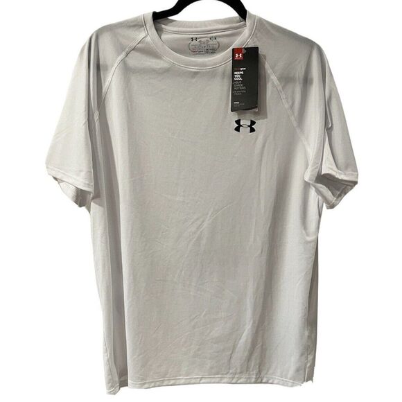Under Armour Heat Gear Mens Shirt Sz XL White Activewear Crew Neck Tee Loose Fit - Picture 1 of 6